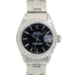 ROLEX DATEJUST BLACK INDEX DIAL 1.15 CTW DIAMOND STEEL JUBILEE WATCH 26 MM 69174